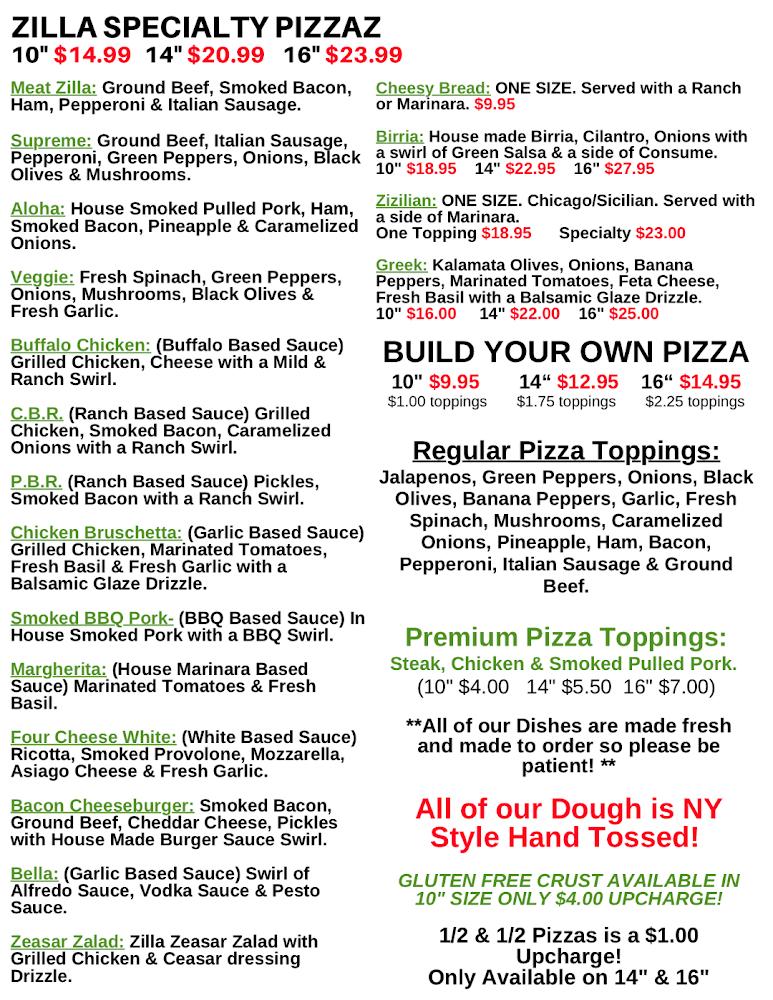 Zilla Pizza Menu image 3